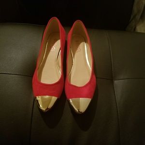 Red and Gold Pointed-Toe Flats